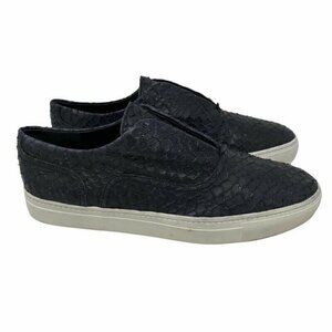 Vince Womens Slip On Sneaker Shoes Black White Snakeskin Leather Low Top 9